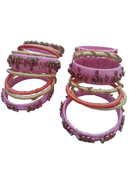 Silk Thread Bangle Rose Colour