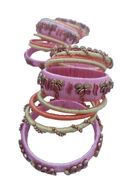 Silk Thread Bangle Rose Colour