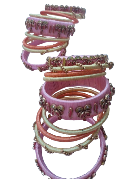 Silk Thread Bangle Rose Colour