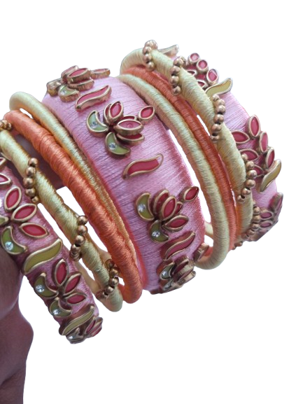 Silk Thread Bangle Rose Colour