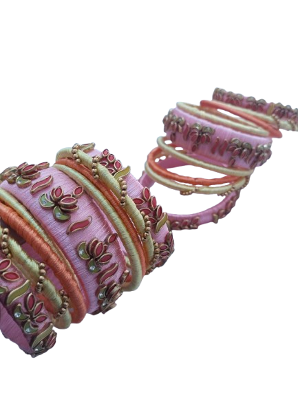 Silk Thread Bangle Rose Colour
